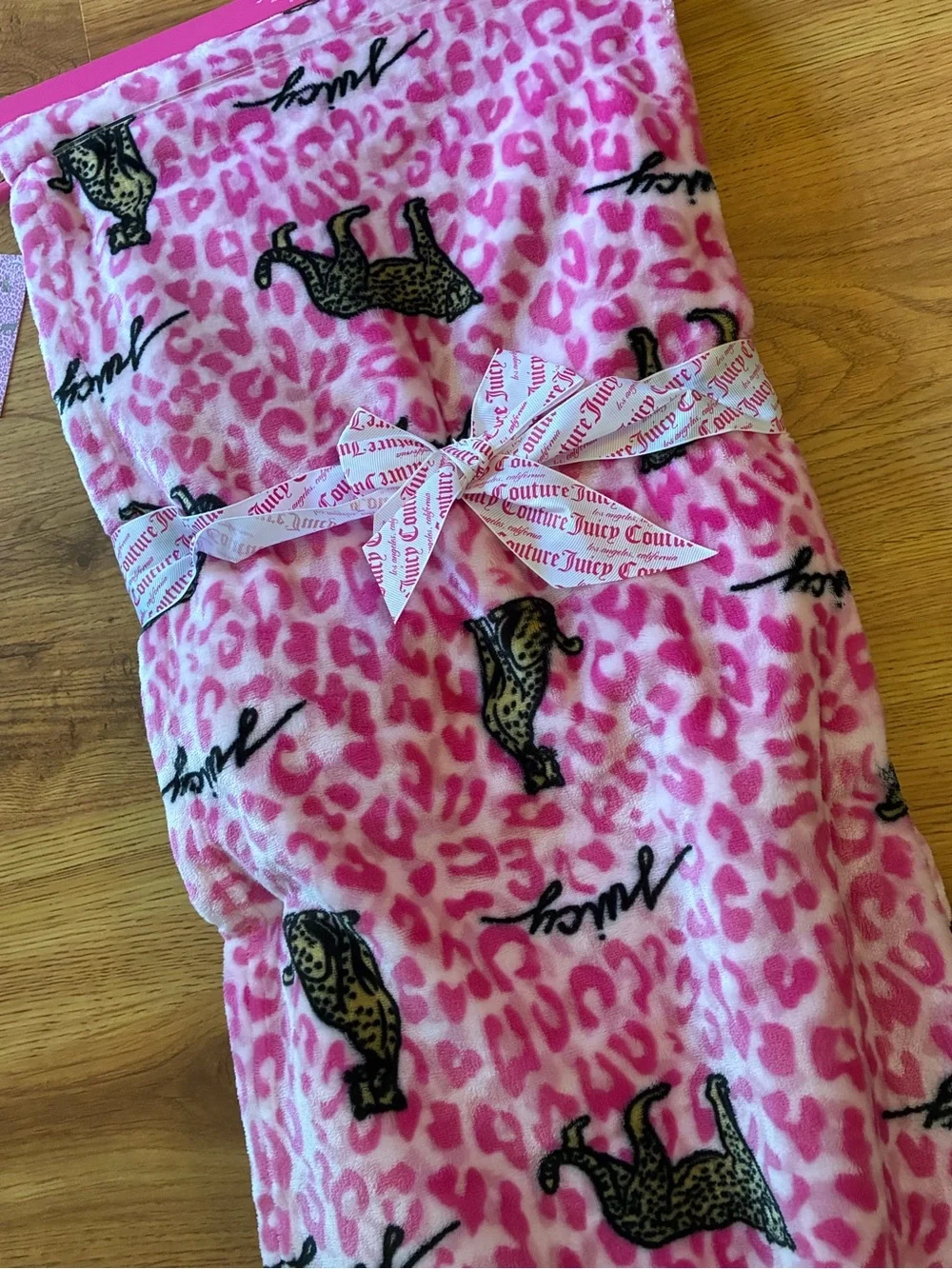 Juicy Couture Pink Leopard Print Oversized Plush Throw